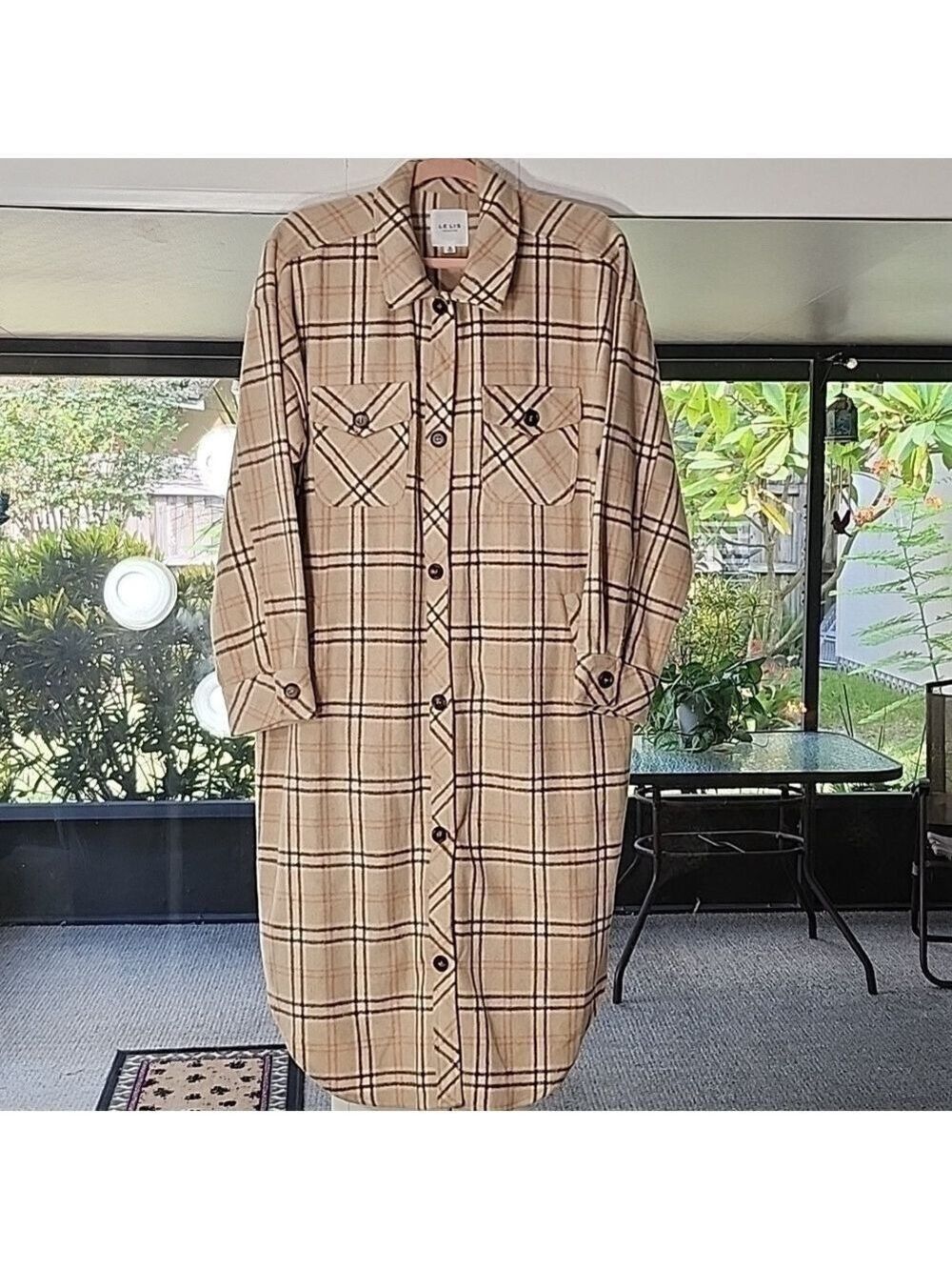 FALL DUSTER JACKET PLAID OVERSIZED SHACKET COAT SIZE MEDIUM